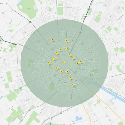 Service area map showing SwiftToss coverage